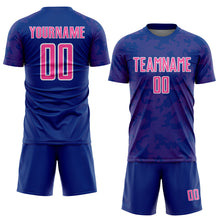 Laden Sie das Bild in den Galerie-Viewer, Custom Royal Pink-White Curve Lines Sublimation Soccer Uniform Jersey
