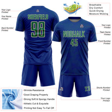 Load image into Gallery viewer, Custom Royal Kelly Green-Cream Curve Lines Sublimation Soccer Uniform Jersey
