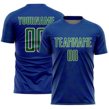 Load image into Gallery viewer, Custom Royal Kelly Green-Cream Curve Lines Sublimation Soccer Uniform Jersey
