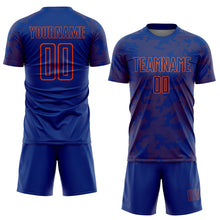 Load image into Gallery viewer, Custom Royal-Orange Curve Lines Sublimation Soccer Uniform Jersey
