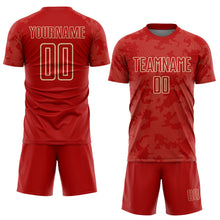 Laden Sie das Bild in den Galerie-Viewer, Custom Red-Cream Curve Lines Sublimation Soccer Uniform Jersey
