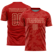 Laden Sie das Bild in den Galerie-Viewer, Custom Red-Cream Curve Lines Sublimation Soccer Uniform Jersey
