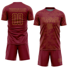 Load image into Gallery viewer, Custom Crimson-Old Gold Curve Lines Sublimation Soccer Uniform Jersey

