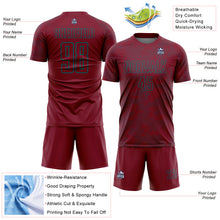 Load image into Gallery viewer, Custom Crimson-Teal Curve Lines Sublimation Soccer Uniform Jersey
