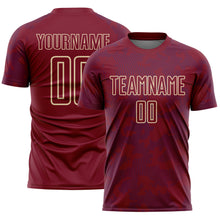Laden Sie das Bild in den Galerie-Viewer, Custom Crimson Royal-Cream Curve Lines Sublimation Soccer Uniform Jersey
