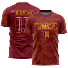 Load image into Gallery viewer, Custom Crimson-Gold Curve Lines Sublimation Soccer Uniform Jersey
