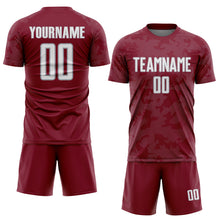 Load image into Gallery viewer, Custom Crimson White-Gray Curve Lines Sublimation Soccer Uniform Jersey
