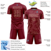 Load image into Gallery viewer, Custom Crimson-Cream Curve Lines Sublimation Soccer Uniform Jersey
