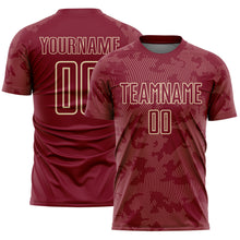 Load image into Gallery viewer, Custom Crimson-Cream Curve Lines Sublimation Soccer Uniform Jersey
