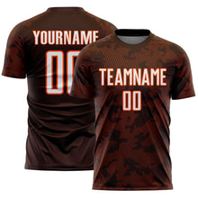 Load image into Gallery viewer, Custom Brown White-Orange Curve Lines Sublimation Soccer Uniform Jersey
