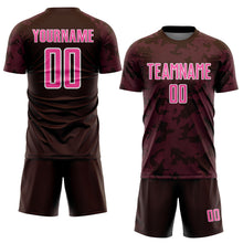 Load image into Gallery viewer, Custom Brown Pink-White Curve Lines Sublimation Soccer Uniform Jersey
