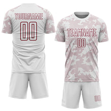 Load image into Gallery viewer, Custom White-Crimson Curve Lines Sublimation Soccer Uniform Jersey
