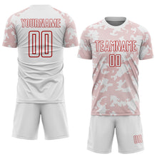 Laden Sie das Bild in den Galerie-Viewer, Custom White-Red Curve Lines Sublimation Soccer Uniform Jersey
