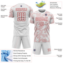 Laden Sie das Bild in den Galerie-Viewer, Custom White-Red Curve Lines Sublimation Soccer Uniform Jersey

