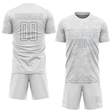 Laden Sie das Bild in den Galerie-Viewer, Custom White-Gray Curve Lines Sublimation Soccer Uniform Jersey
