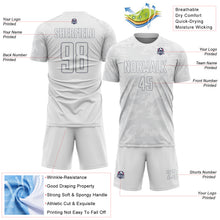 Laden Sie das Bild in den Galerie-Viewer, Custom White-Gray Curve Lines Sublimation Soccer Uniform Jersey
