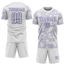 Load image into Gallery viewer, Custom White-Dark Purple Curve Lines Sublimation Soccer Uniform Jersey
