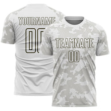 Load image into Gallery viewer, Custom White-Olive Curve Lines Sublimation Soccer Uniform Jersey
