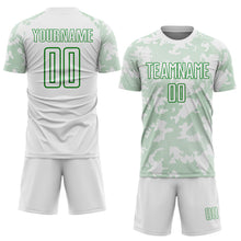 Load image into Gallery viewer, Custom White-Grass Green Curve Lines Sublimation Soccer Uniform Jersey
