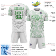 Load image into Gallery viewer, Custom White-Grass Green Curve Lines Sublimation Soccer Uniform Jersey
