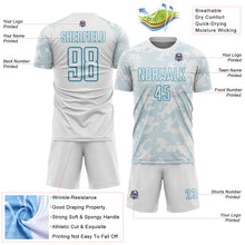 Load image into Gallery viewer, Custom White-Panther Blue Curve Lines Sublimation Soccer Uniform Jersey
