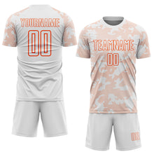 Load image into Gallery viewer, Custom White-Orange Curve Lines Sublimation Soccer Uniform Jersey
