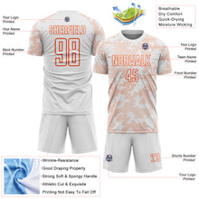 Load image into Gallery viewer, Custom White-Orange Curve Lines Sublimation Soccer Uniform Jersey
