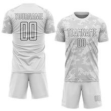 Laden Sie das Bild in den Galerie-Viewer, Custom White-Steel Gray Curve Lines Sublimation Soccer Uniform Jersey
