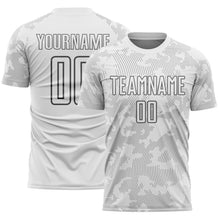 Laden Sie das Bild in den Galerie-Viewer, Custom White-Steel Gray Curve Lines Sublimation Soccer Uniform Jersey
