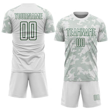 Load image into Gallery viewer, Custom White-Green Curve Lines Sublimation Soccer Uniform Jersey
