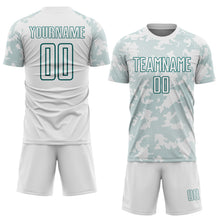 Load image into Gallery viewer, Custom White-Teal Curve Lines Sublimation Soccer Uniform Jersey
