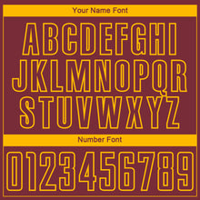 Load image into Gallery viewer, Custom Burgundy-Gold Curve Lines Sublimation Soccer Uniform Jersey

