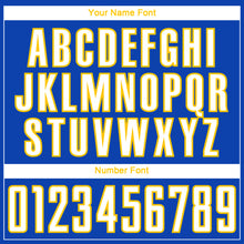Load image into Gallery viewer, Custom Thunder Blue White-Yellow Curve Lines Sublimation Soccer Uniform Jersey
