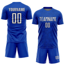 Load image into Gallery viewer, Custom Thunder Blue White-Navy Curve Lines Sublimation Soccer Uniform Jersey
