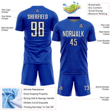 Load image into Gallery viewer, Custom Thunder Blue White-Navy Curve Lines Sublimation Soccer Uniform Jersey
