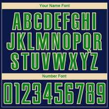 Load image into Gallery viewer, Custom Navy Grass Green-Cream Curve Lines Sublimation Soccer Uniform Jersey
