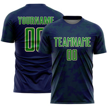 Load image into Gallery viewer, Custom Navy Grass Green-Cream Curve Lines Sublimation Soccer Uniform Jersey
