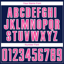 Laden Sie das Bild in den Galerie-Viewer, Custom Navy Pink-White Curve Lines Sublimation Soccer Uniform Jersey
