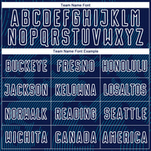 Load image into Gallery viewer, Custom Navy Teal-White Curve Lines Sublimation Soccer Uniform Jersey
