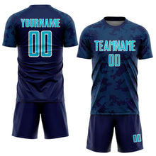 Laden Sie das Bild in den Galerie-Viewer, Custom Navy Lakes Blue-White Curve Lines Sublimation Soccer Uniform Jersey
