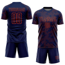 Load image into Gallery viewer, Custom Navy-Orange Curve Lines Sublimation Soccer Uniform Jersey
