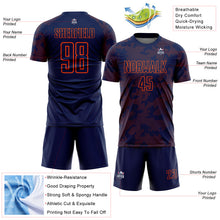 Load image into Gallery viewer, Custom Navy-Orange Curve Lines Sublimation Soccer Uniform Jersey
