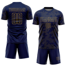 Laden Sie das Bild in den Galerie-Viewer, Custom Navy-Old Gold Curve Lines Sublimation Soccer Uniform Jersey
