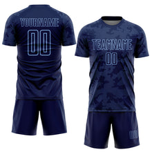 Load image into Gallery viewer, Custom Navy-Light Blue Curve Lines Sublimation Soccer Uniform Jersey
