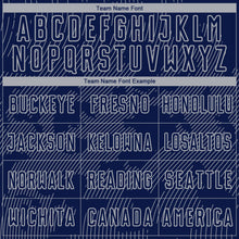 Laden Sie das Bild in den Galerie-Viewer, Custom Navy-Gray Curve Lines Sublimation Soccer Uniform Jersey
