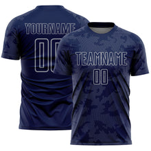 Laden Sie das Bild in den Galerie-Viewer, Custom Navy-Gray Curve Lines Sublimation Soccer Uniform Jersey
