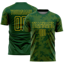 Load image into Gallery viewer, Custom Green-Yellow Curve Lines Sublimation Soccer Uniform Jersey
