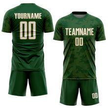 Load image into Gallery viewer, Custom Green White-Old Gold Curve Lines Sublimation Soccer Uniform Jersey
