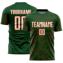 Load image into Gallery viewer, Custom Green White-Orange Curve Lines Sublimation Soccer Uniform Jersey
