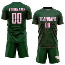 Load image into Gallery viewer, Custom Green White-Pink Curve Lines Sublimation Soccer Uniform Jersey
